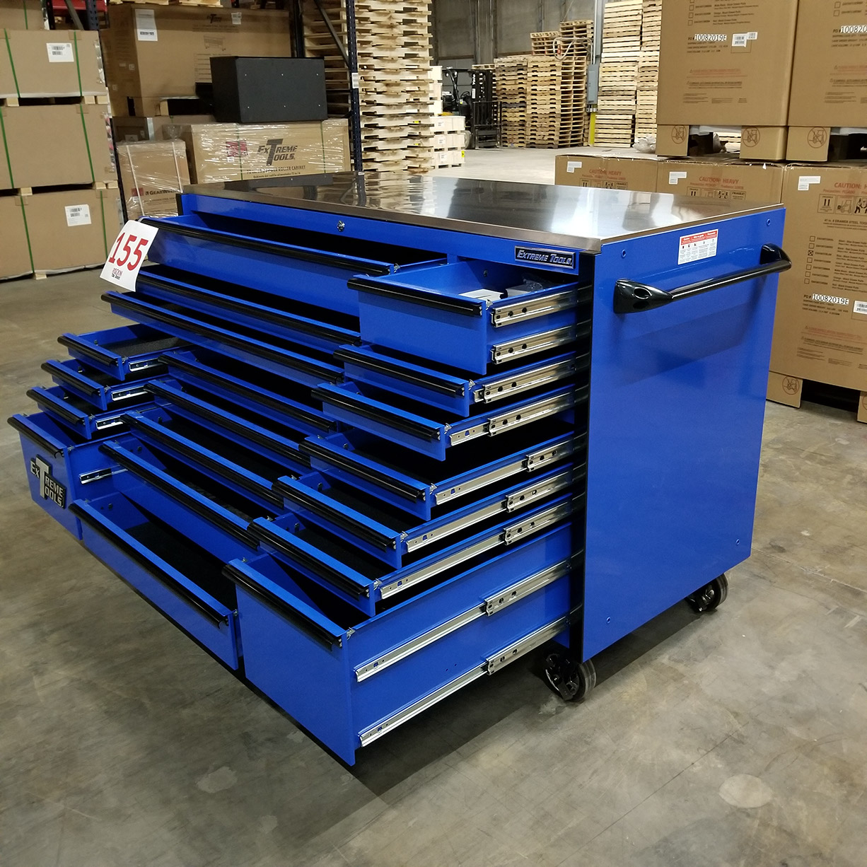 n- used toolboxScratch & Dent Extreme Tools 72 x 30 19 Drawers Triple Bank Roller Cabinet With Stainless Steel Top C Showroom Demon-