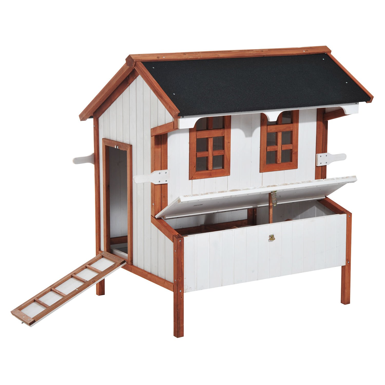 【Pet】47 Chicken Coop Wooden Rabbit Hutch Raised Poultry Cage Portable Hen Pen Backyard