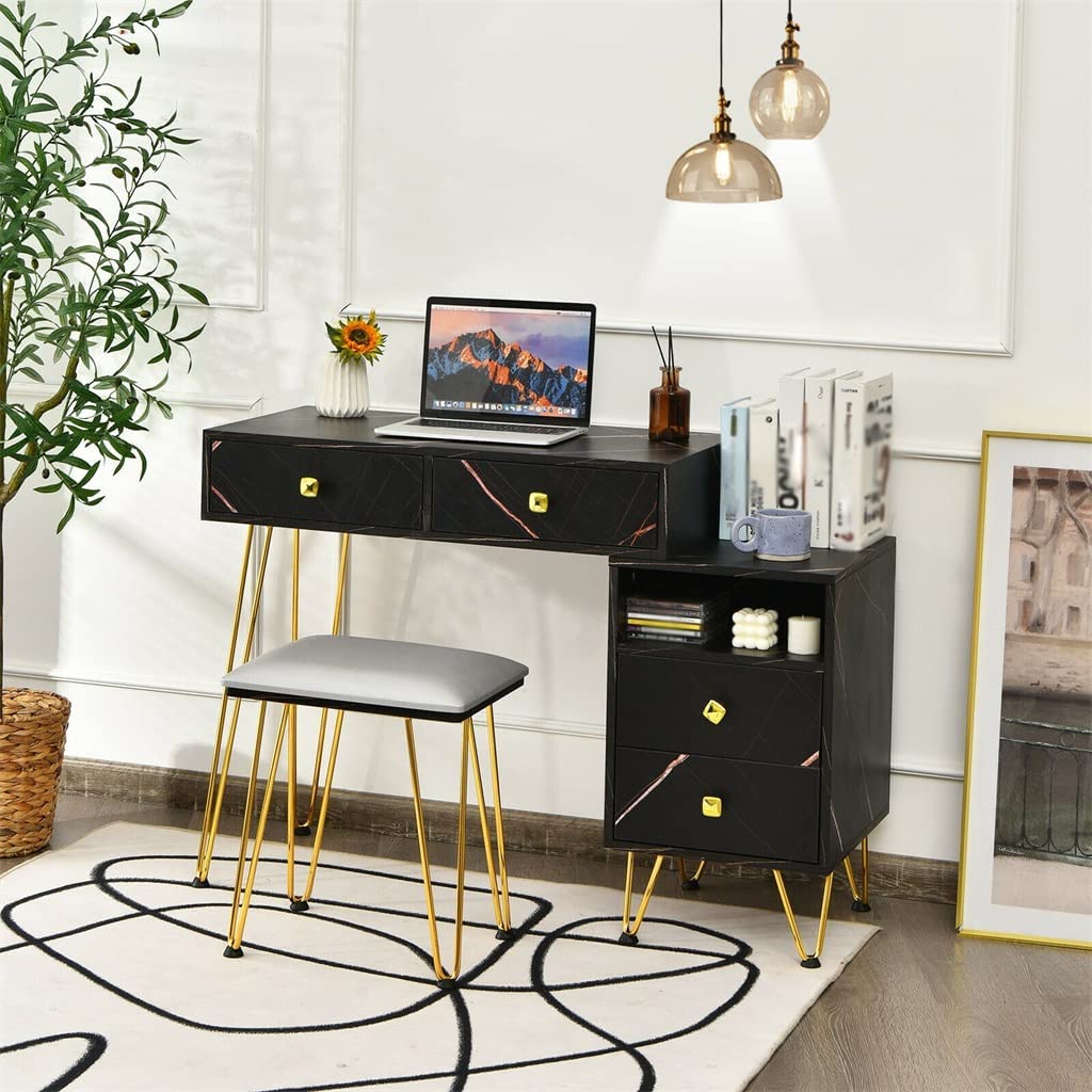 TREXD Dresser Stool Set Dimmer LED Large Cabinet Drawer Dressing Table Bedroom Furniture (Color : E, Size : 31.5"x16"x30")