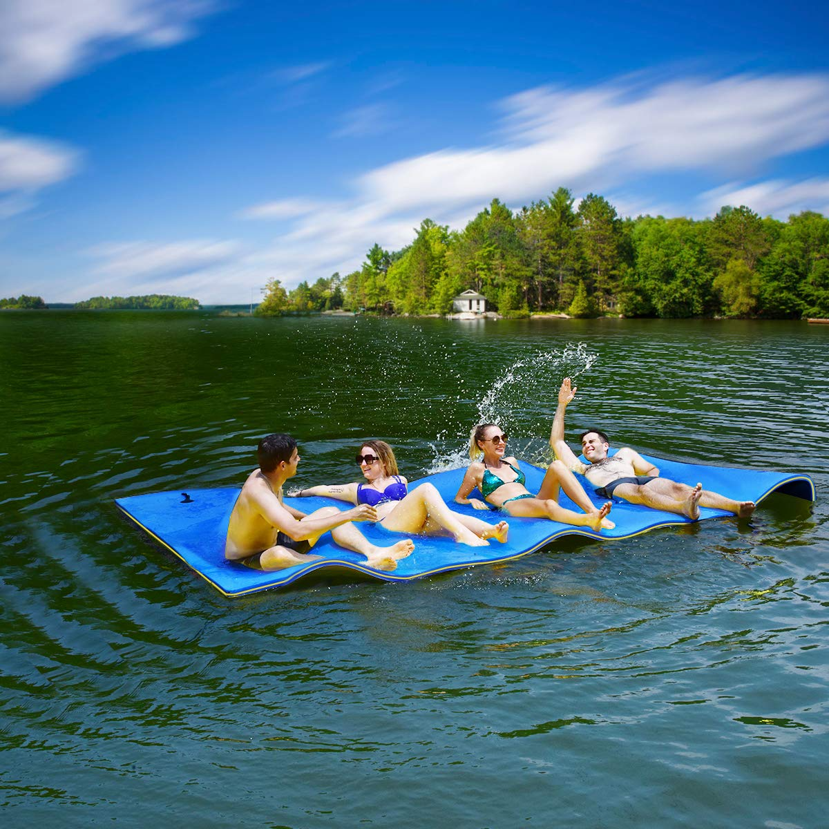 【Sports&Outdoors】Floating Water Pad for Water Recreation & Relaxing, Tear-Resistant XPE Foam Floating Mat