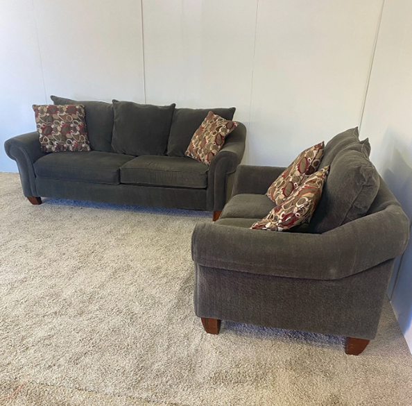 Brown love seat