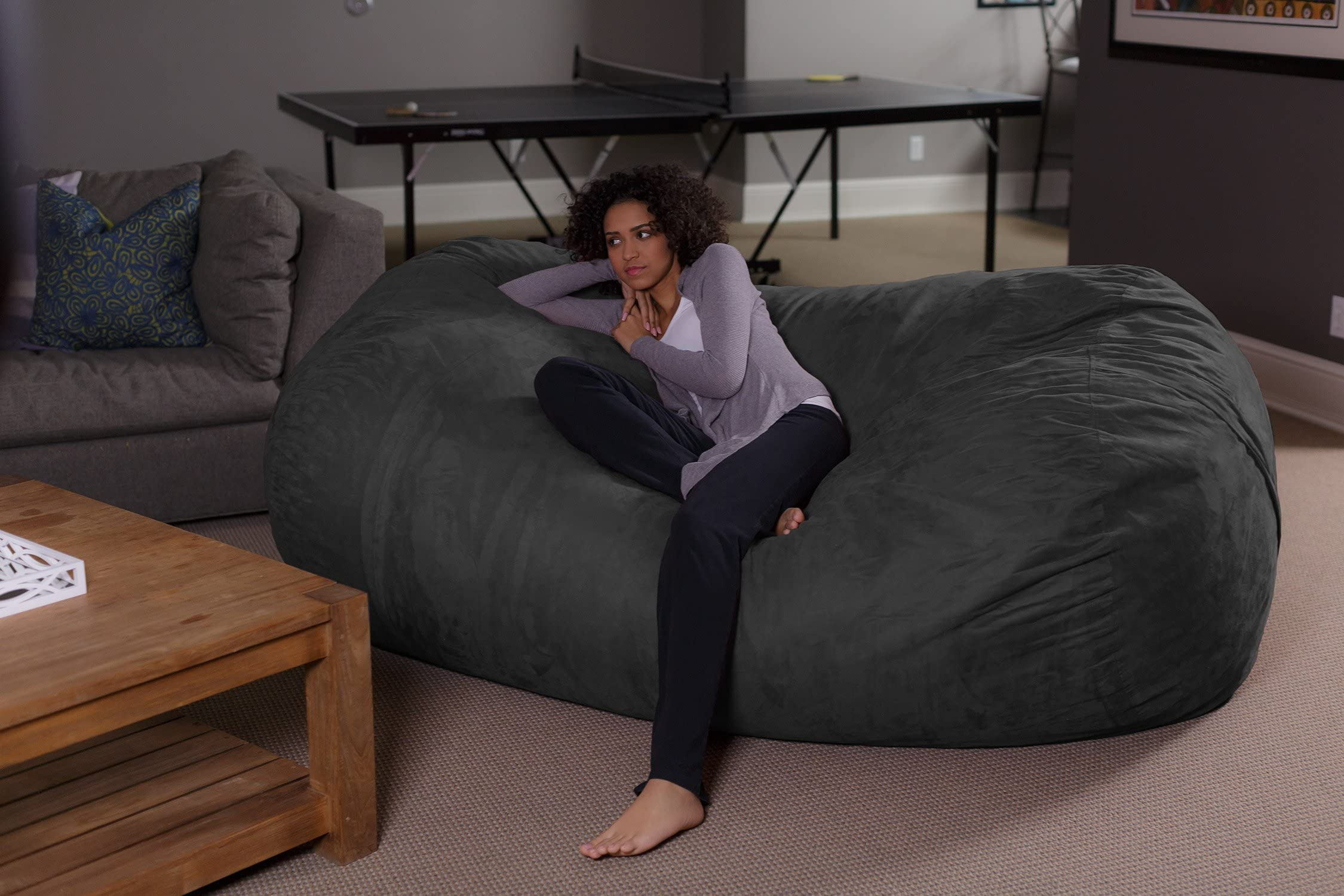 【Furniture】Sofa Sack - Plush Bean Bag Sofas with Super Soft Microsuede Cover - XL Memory Foam Stuffed Lounger Chairs